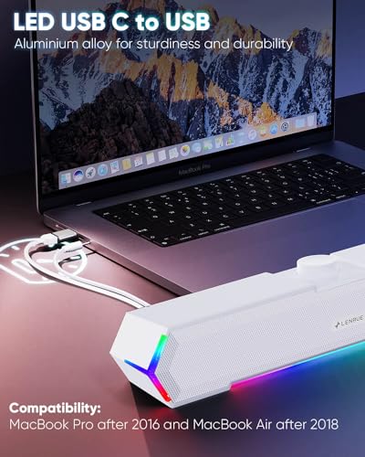 Image of LENRUE G11 Computer Speakers for Desktop, Touch Lights PC Speakers with Surge Clear Sound, USB C /USB Powered, AUX Audio for Computer Desktop PC Laptop Desk (White)