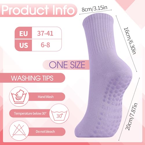 Image of Jspupifip 6 Pairs Pilates Socks with Grips for Women Non Slip Pilates Socks Grippy Sock for Dance, Ballet, Fitness