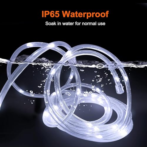 Lichterschlauch Aussen 23m, 200 LEDs Lichtschlauch Außen Innen mit Fernbedienung, 8 Modi IP65 Wasserfest Lichtschläuche Leuchtschlauch Led Schlauch für Weihnachten Garten Party Hochzeit Weiß
