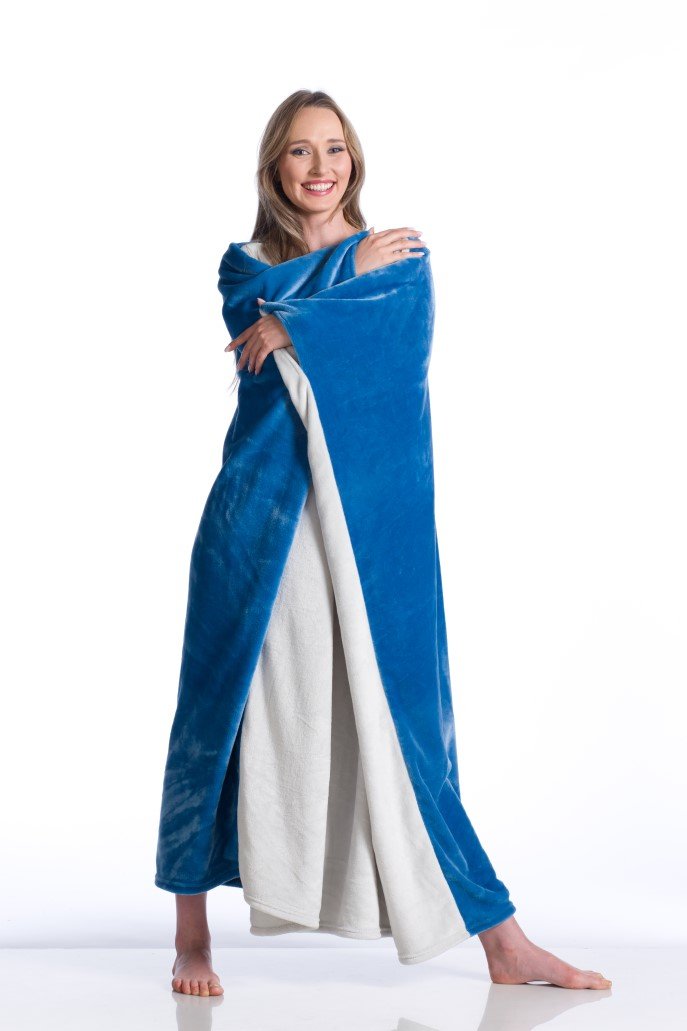 Kanguru - Coperta pile indossabile, felpa hoodie oversize, soffice plaid copre fronte e retro, permette di camminare ed usare le maniche, 120x120 cm, poncho, Felpona donna xxl, regali natale