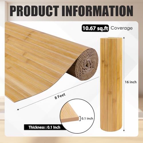 FONUNO Bamboo Wall Panel for Interior Decoration Bamboo Pole Wrap Roll Natural Wainscoting Paneling Decorative Wall Slat Covering for Living Room, Bedroom, Office (16 Inch x 96 Inch, Carbonized) - Image 5