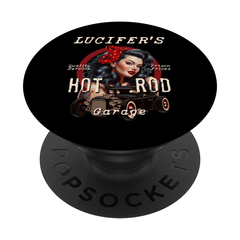 Lucifer's Super Hot Rod Pinup Girl Rockabilly Garage Retro PopSockets Swappable PopGrip