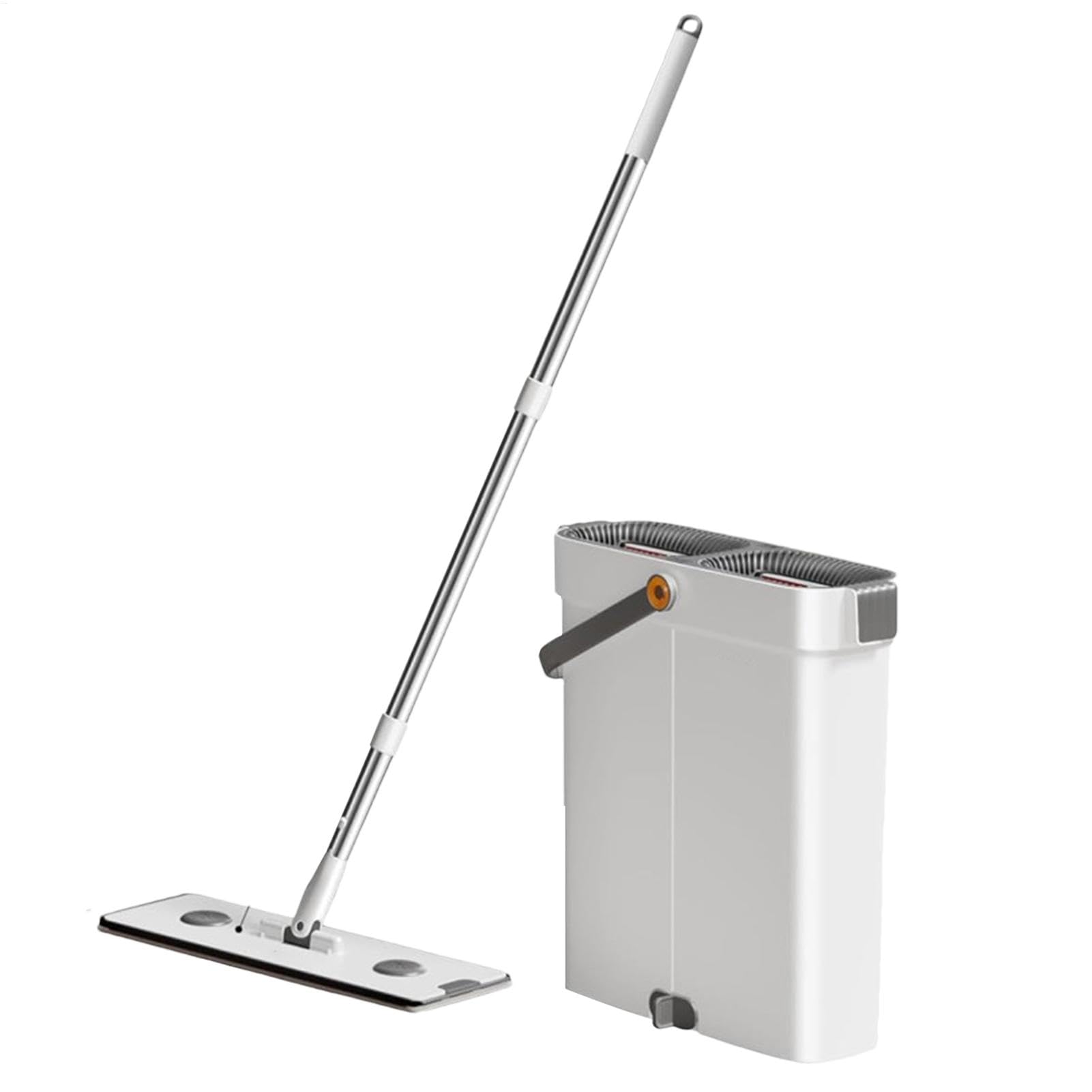 Cubo de fregona con escurridor, juego de fregona y cubo ajustable de microfibra, de limpieza de cubo de fregona, de limpieza de pisos para limpieza de suelos | Giratorio Set De Limpieza Cubo Con Fregona Para Suelos Paredes Ventanas Hogar Empresa En Húmedo