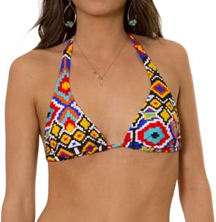 Point Conception Happy Trails (HBU) Halter Triangle Bra With Removable Soft Cups D Black Aqua