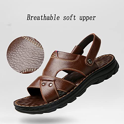 Men's Leather ls, Summer Casual Open Toe Outdoor Athletic Comfortable Fisherman l, Soft Breathable Non-Slip Adjustable Heel Strap ls Brown4