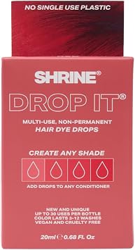 Shrine Drop It RED Hair Dye Drops | Semi-Permanent Vegan Customisable Hair Colour | Mix with Conditioner | Vegan & Cruelty-Free | Temporary Hair Dye | 20ml