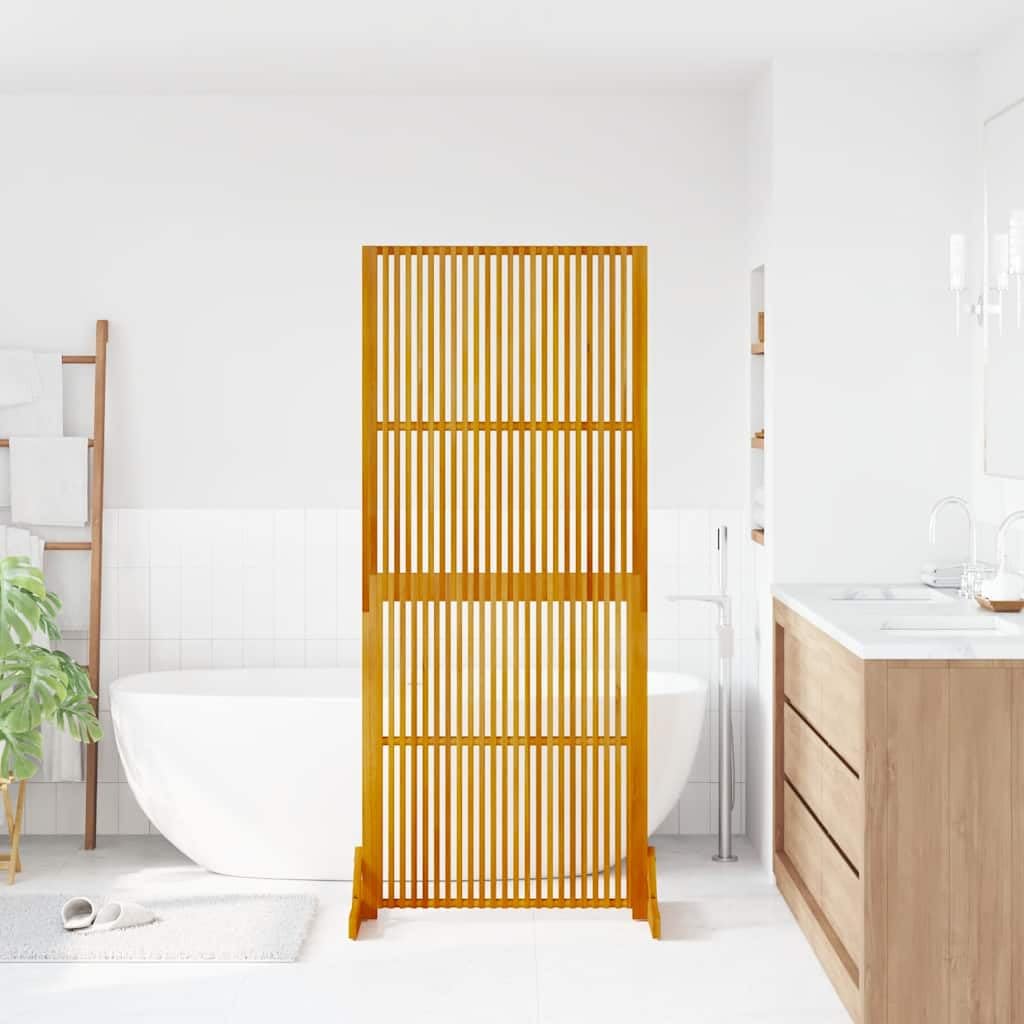 Biombo de privacidad de madera maciza de acacia de 180,5 cm de alto, independiente con diseño de láminas para interior y exterior, estable, resistente a la humedad, ideal como divisor