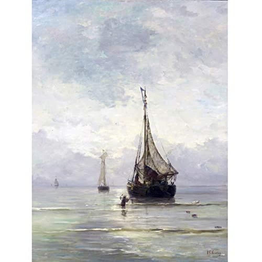 Artery8 Hendrik Willem Mesdag Calm Sea Ships Painting Art Print Canvas Premium Wall Decor Poster Mural