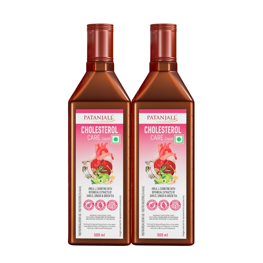 garlic l carnitine Patanjali Cholesterol Care Liquid | Heart Health Supplement with Amla, L- Carnitine & Garlic | Plant-Based & Vegetarian