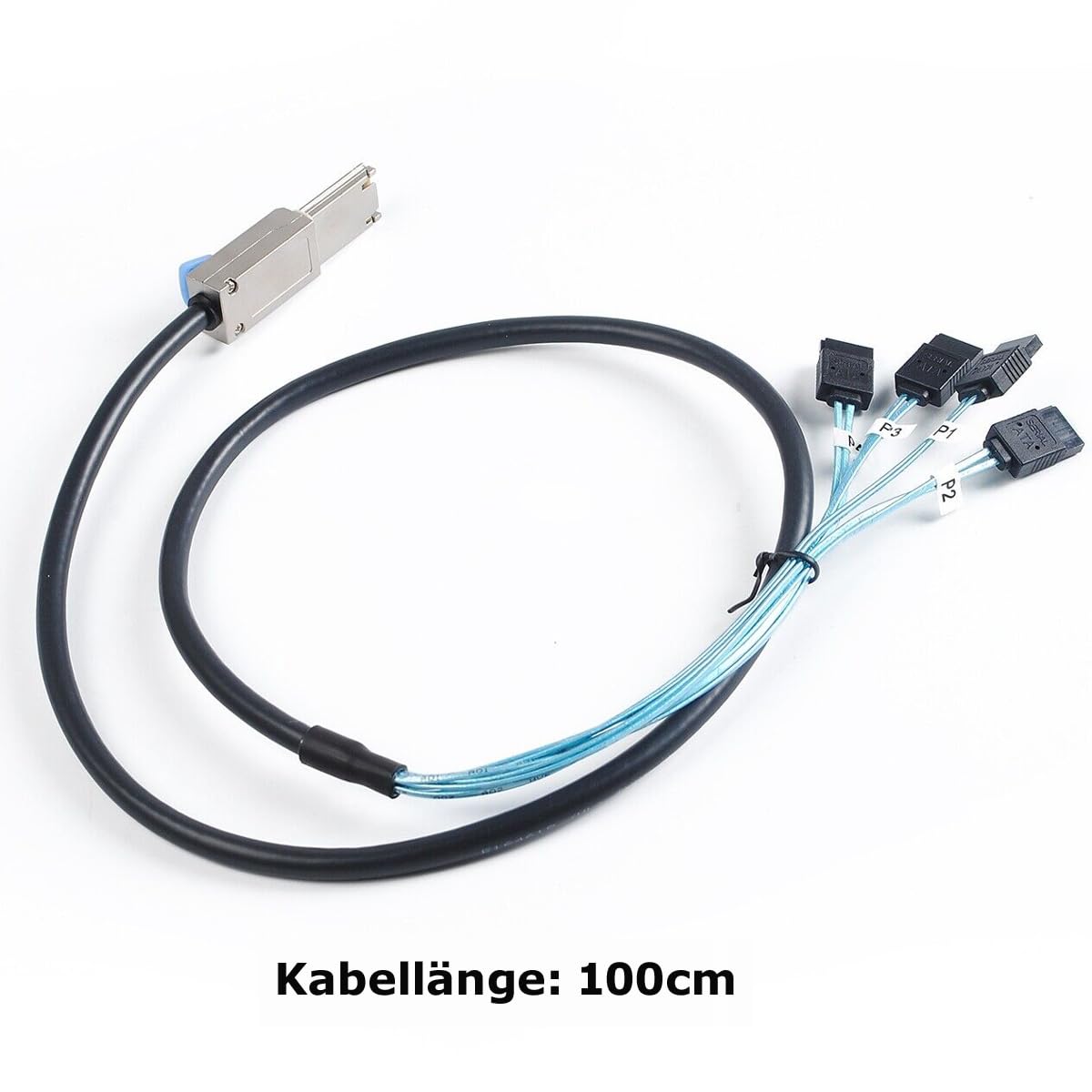 P84CS Mini SAS 26P SFF-8088 a 4 cavi splitter SATA, 1 m - Mini SAS a SATA cavo dati per dischi rigidi, collegamento tra controller mini SAS e unità SATA