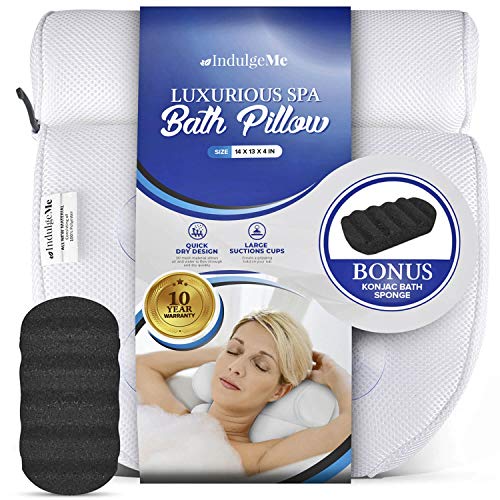 Harrison House Luxurious Bath Pillow - Plus Konjac Bath Sponge, Extra Large Suction