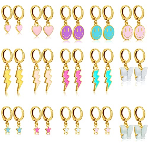 15 Pairs Preppy Earrings Preppy stuff, Preppy Jewelry for Teen Girls Trendy Stuff, Hypoallergenic Earrings Aesthetic Jewelry, Preppy Things