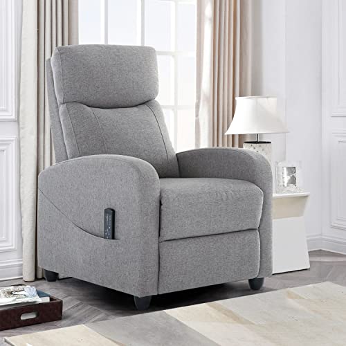 Nature Mature Recliner Chair, Fabric Home Theater Seating With Lumbar Support, Massage Living Room Reclining Single Sofa Chair, Gray #TOP2