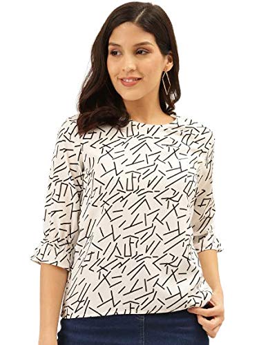 Image of Style Quotient Women Abstract Printed Polyester Smart Casual Top