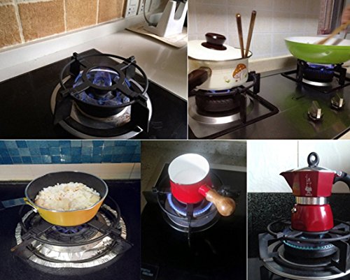 Universal Non Slip Black Cast Iron Stove Trivets for Kitchen Wok Support Ring Cooktop Range Pan Holder Stand Stove Rack Milk Pot Holder for Gas Hob (A) - Thumbnail 3