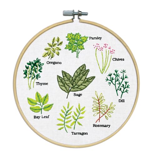 Image of Design Works Crafts Herbs Stamped for Embroidery Kit w /Hoop