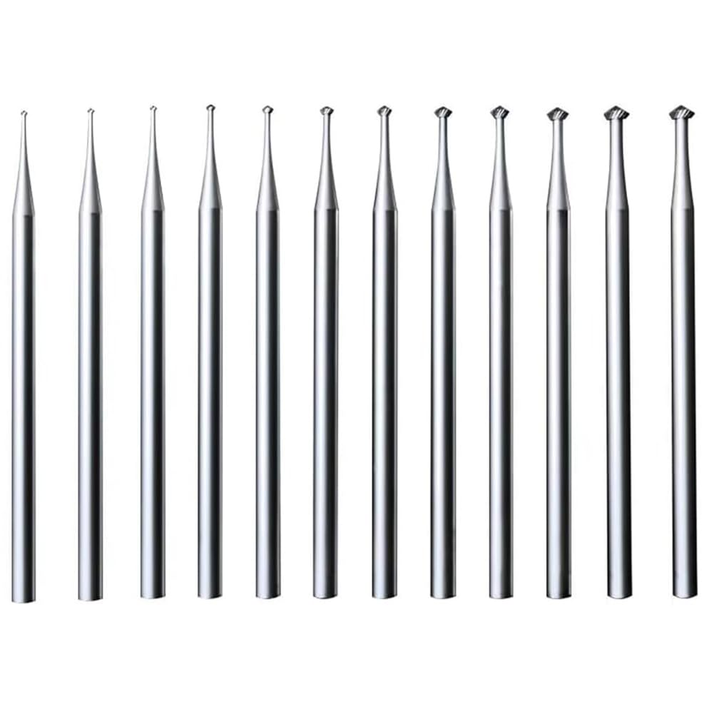 Molerri 12 Pcs 90º Hart Burr - 3/32Inch Shank 90 Degree Heart Burs Jewelry Engarving Bits Lapidary Burr Set