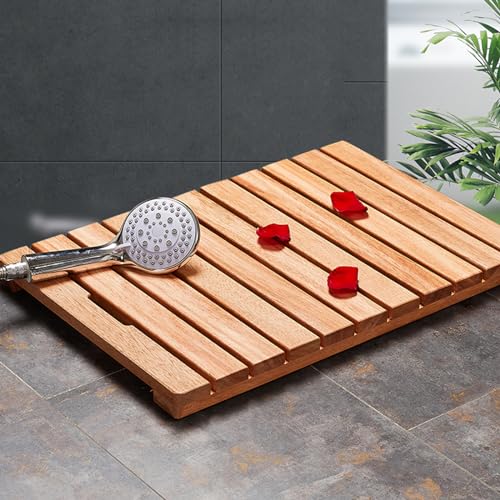Alfombrilla de baño de bambú natural, resistente al agua, antideslizante, de madera para baño y cocina, diseño rectangular duradero (30 x 120 cm) - Elegante alfombrilla de piso de pato