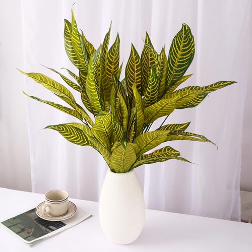 Image of TIED RIBBONS Pack of 2 Artificial Tree Plant Croton Green Plant Fake Trees for Indoor Outdoor Home House Office Garden Modern Decoration Gift - (27.5 Inch, Vase not Included)