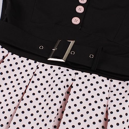 Image of 1950s Dresses for Women Vintage Rockabilly Retro Short Sleeve Tie Midi Dress Cocktail Party Evening Prom Gown