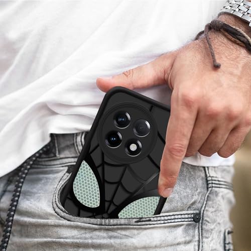 Image of Stylish Spider Back Case Cover Compatible for OnePlus 11R 5G | Spidey Face Mask Case | Soft Silicone | Camera & Full Body Protection | Shock Proof | (Black)