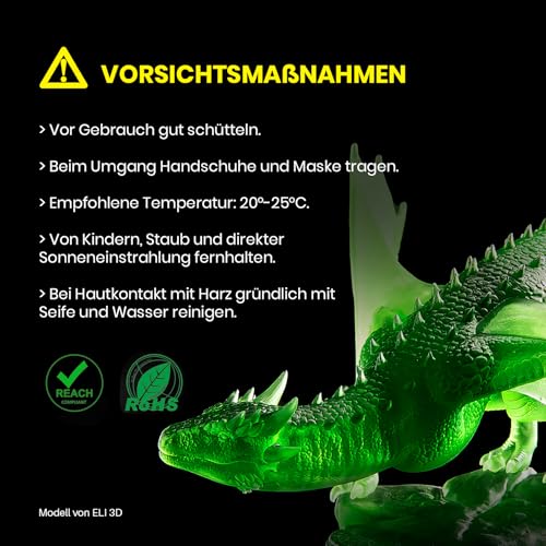 ELEGOO Standard 3D Drucker Resin auf Pflanzlicher Basis mit Extrem Geringem Geruch und Hoher Präzision, 405 nm UV Photopolymerharz, Schnelle Aushärtung Harz für Resin 3D Drucker Weiß 2000g