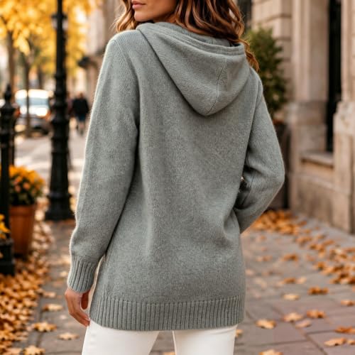 Women's Hooded Sweatshirt Button Down Knit Cardigan Long Sleeve Sweater - image 4