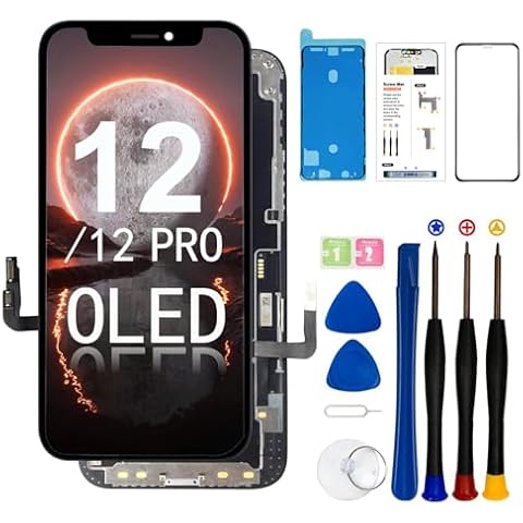 SIMDOG for iPhone 12/12 Pro OLED Screen Replacement Kit [ NOT LCD ] 6.1 inch Full HD Display 3D Touch Screen Digitizer Full Assembly + Repair Tools + Screen Protector Cover