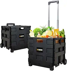 Carrinho Dobrável com Rodinhas FST021 Multiuso para Feira, Cesta, Caixa e Transporte