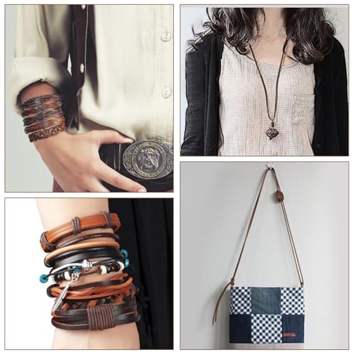 yumcute Lederband Kette, 3mm×3m Lederriemen Meterware Echtes Leder, Braun Lederbänder Flach Band Armband Basteln, Lederschnüre für Leder Schuhspitzen, Halskette, DIY Handwerk und Schmuck Herstellung