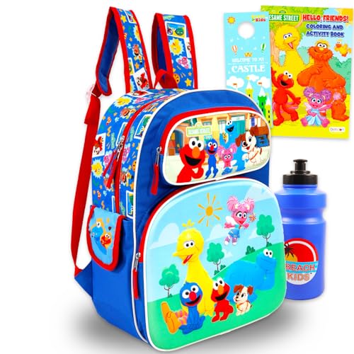 Sesame Street Backpack for School Bundle w/ 16 Deluxe Bookbag for Toddlers