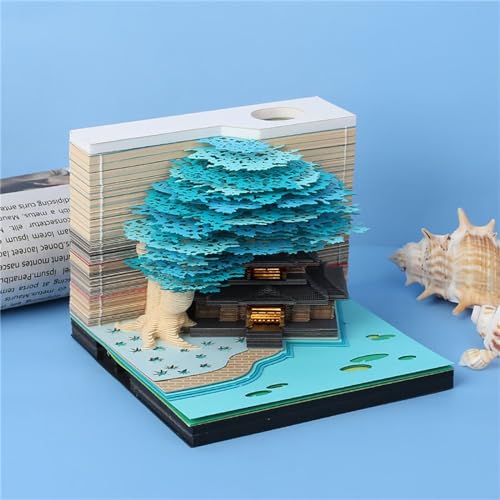 Bloc-notes 3D Kawaii avec lumière LED et support motif arbre