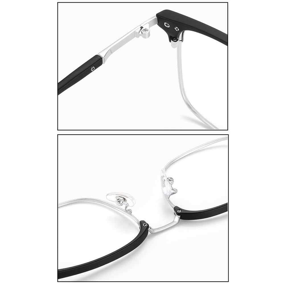 RICCIE Lente de Hombre de Titanio Puro Smart Zoom Anti-Luz Azul, Lente de Resina asférica HD Gafas/Protección contra la radiación,Oro,+2.5