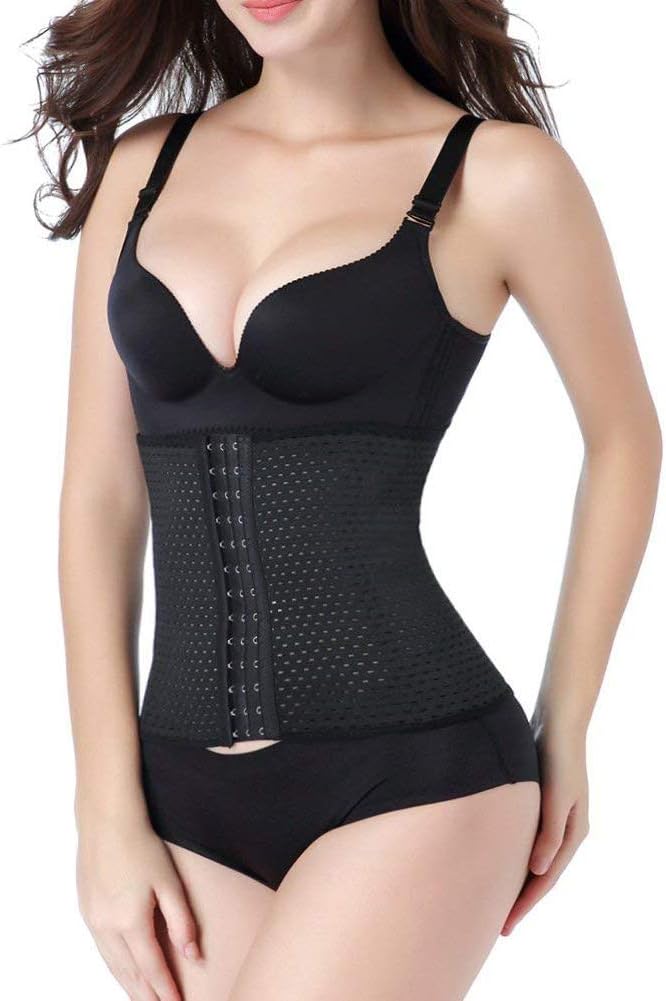Women's Corset Waist Trainer Body Shaper for Weight Loss Waist Cincher Hourglass Trainer (Black, Large)