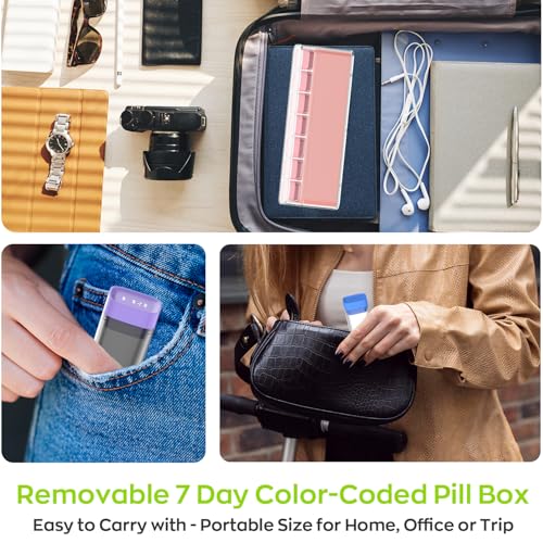 Image of Weekly Pill Organizer 1 Time a Day, HIONXMGA Portable Detachable Travel Pill Box 7 Day, Large Once Daily Pill Holder Case, Color-Coded Dispenser for Vitamin Medicine Supplement Fish Oil, Pink