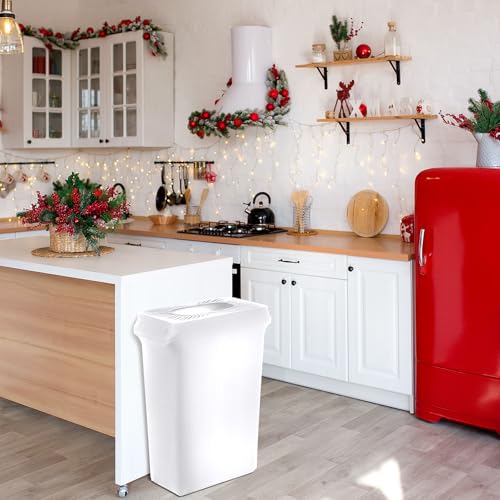 Image of Windyun 2 Pcs 23 Gallon Spandex Stretchable Trash Can Cover Wedding Party Fundraiser Decorations for Home Garden (Not Include Trash Can) (White)
