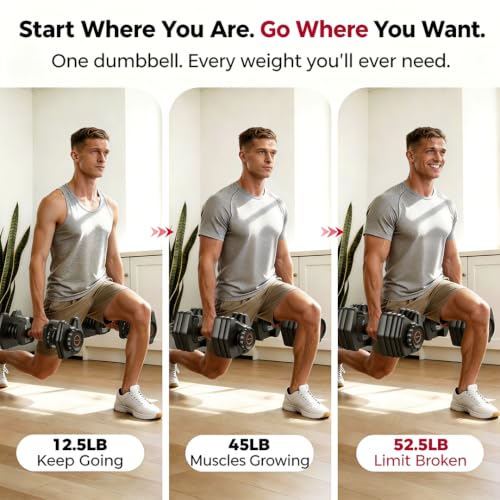 Image of FEIERDUN DB1 QuickDial Adjustable Dumbbell Set, 15-in-1 Adjustable Weights with Storage Box & App, 105lb /52.5lb Quick Change for Drop Set, Superset & HIIT Home Gym, Non-Slip Handles, 3-year Aftersale Service
