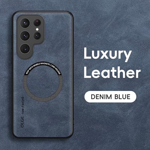 Coque Samsung Galaxy S21 Ultra bleu élégante en cuir et silicone premium