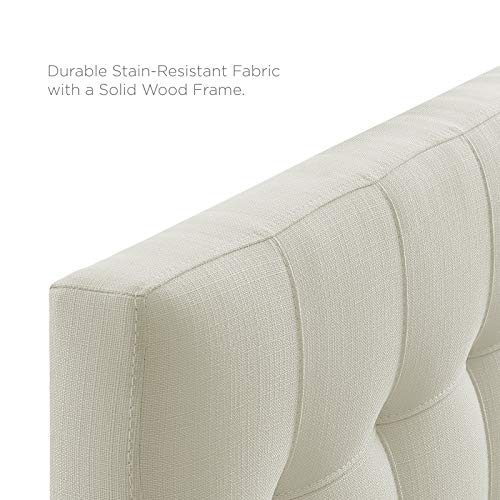 Image of Modway Lily Tufted Linen Fabric Upholstered Twin Headboard in Ivory
