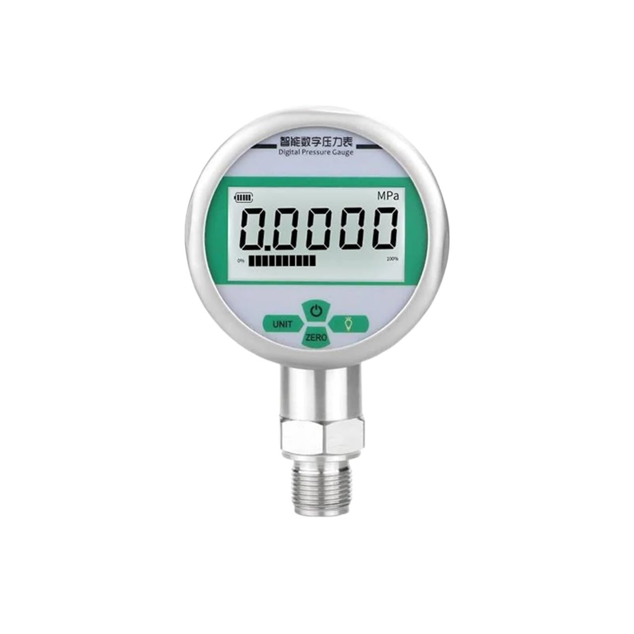 Manómetros Digitales de presión de 80 mm, 0,5% de Escala Completa, Pantalla de 2 dígitos, 0-100 MPa, 5 Unidades (mpa, kpa, PSI, Bar, kg/cm2), manómetro (BSPT(ZG) 1-2,0-0,6 MPa).