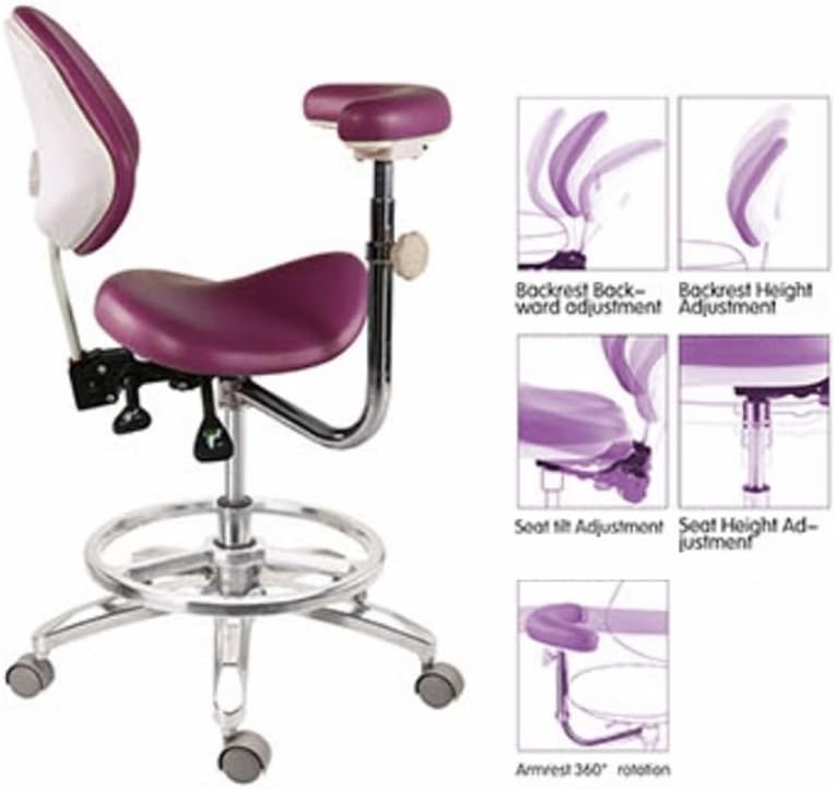 Super Dental Mobile Medical Chair Deluxe Saddle Chair PU Leather With Armrest SD-M-L