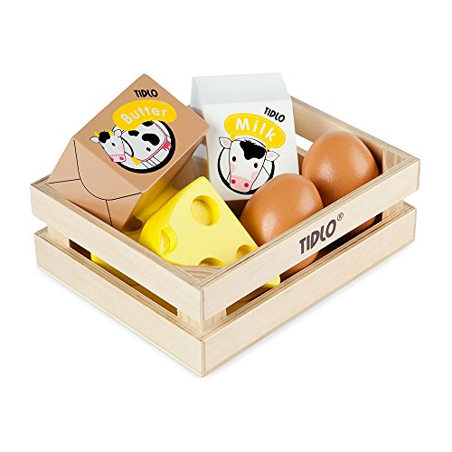 Tidlo Wooden Eggs and Dairy Food Set