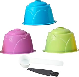 PAMINGONO Filtros De Café Reutilizables De Pp y Acero Inoxidable Con Prensador Cuchara y Cepillo Para Máquinas Sellado Hermético Colores Verde Azul y Morado
