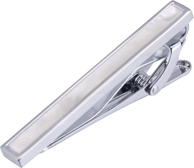 Jonwo Mother of Pearl Men's Tie Clip With Presentation Box Tie Bar for Gentleman Regular Necktie Tie Pin for Daily Business Anniversary Wedding Occasions