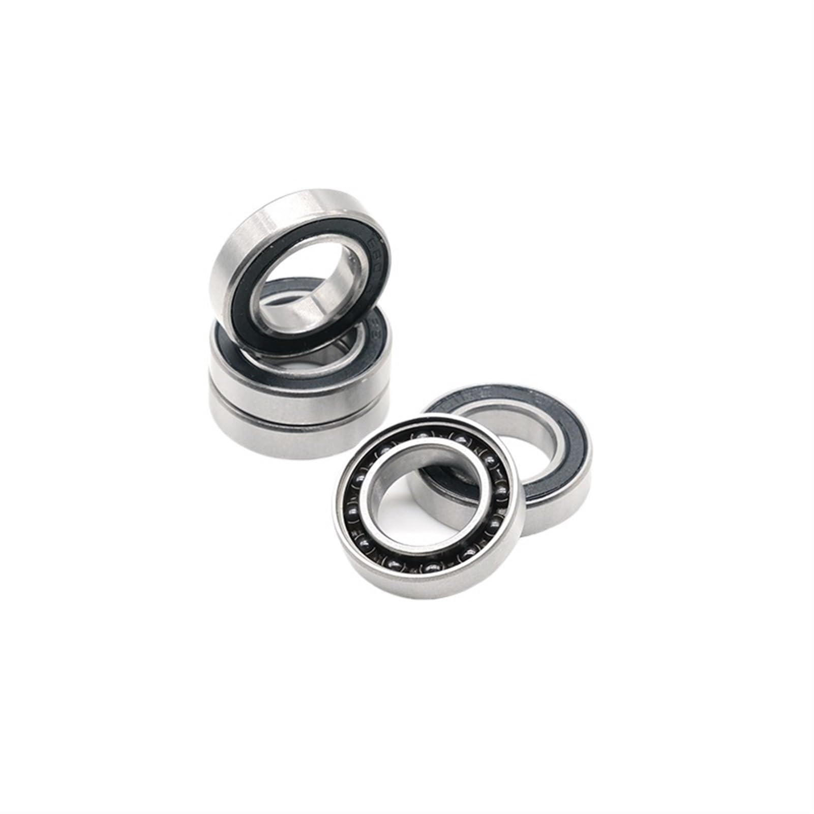 Cojinetes de bolas de ranura profunda 5 rodamientos de cerámica híbridos 6801, 12x21x5 mm, ABEC-7, soportes inferiores y repuestos for bicicletas, rodamientos de bolas 6801RS Si3N4 6801 2RS