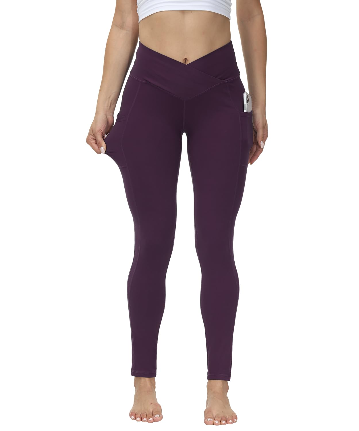 ALONG FIT Leggings for Women with 3 Pockets Buttery Soft High Waisted Yoga Pants Non-See-Through Full-Length Tights