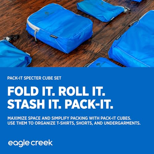 Eagle Creek Pack-It Specter Packing Cubes Set XS/S/M - Durable, Ultra-Lightweight and Water-Resistant Ripstop Fabric Suitcase Organizer Bags for Clothing and Gear, Brilliant Blue