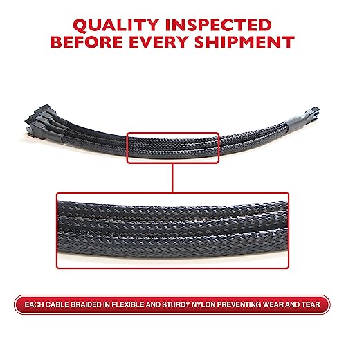 Buyminers.ca Pc Fan Splitter Extension Cable - 1 To 4 Pwm Fan Splitter Compatible With 3 & 4 Pin Pc Cooling Fans, 10 Inch Black Braided Nylon Cable (10 Pack) #TOP5