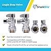 SharkBite 1/2 x 3/8 Inch Compression Angle Stop Valve, Pack of 4, Quarter Turn, Push to Connect Brass Plumbing Fitting, PEX Pipe, Copper, CPVC, PE-RT, HDPE, 23036LFA4