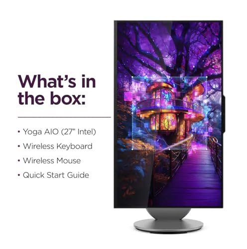 Image of Lenovo Yoga AIO Desktop Copilot 27 inch QHD IPS 120Hz W /Lift, Rotate, & Swivel | 16-core Intel Ultra 7-255H, 16GB LPDDR5X, 4TB SSD, Intel Arc GPU, WiFi 7, BT 5.4, 5MP IR Webcam, Win 11 Home W /KB & Mouse